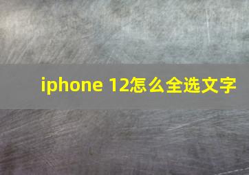 iphone 12怎么全选文字